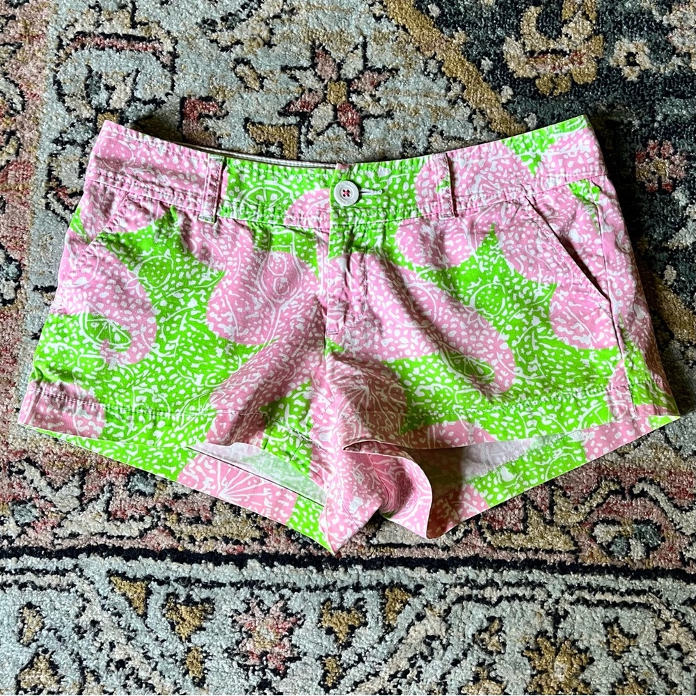 Lilly Pulitzer The Walsh Shorts in Limeade Cheat Ya Print Sz 4